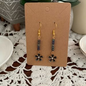 *3 for $20* Black Beaded Floral Drop Earrings